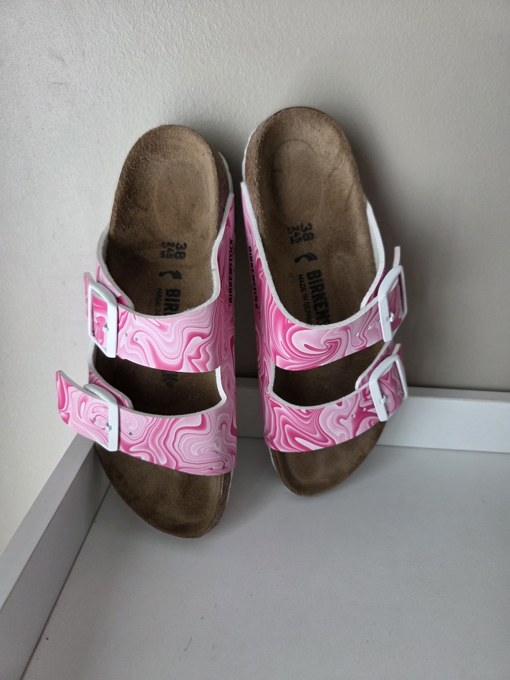 Birkenstock Pink Swirl Double-Buckle Sandals - Picture 2 of 7